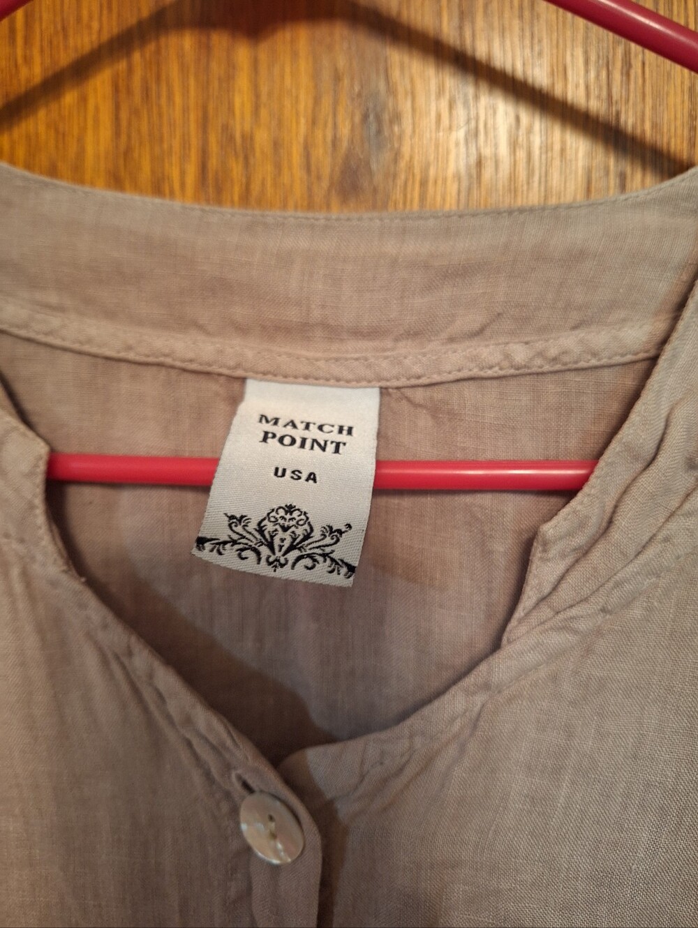 Match Point Button UP Blouse 100% Linen long Sleeve Pullover Boho Lagenlook USA - Picture 4 of 5